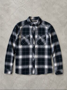 Icebreaker Merino Wool Plaid Flannel Button Front Shirt Men’s Small Black Gray